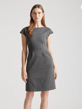 Quince Ultra-Stretch Ponte Cap Sleeve Dress - Charcoal, Small